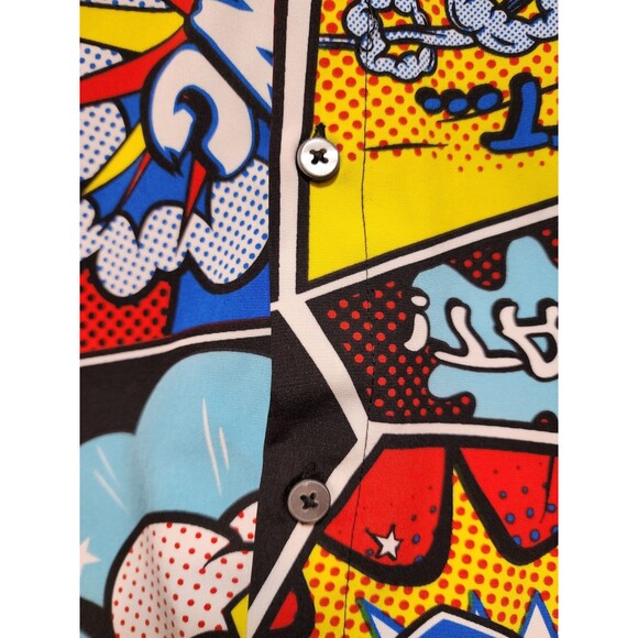 Oh Snap! Mens Medium Multcolor Button Shirt Pop Art Cartoon Retro Comic Graphic - Picture 5 of 15